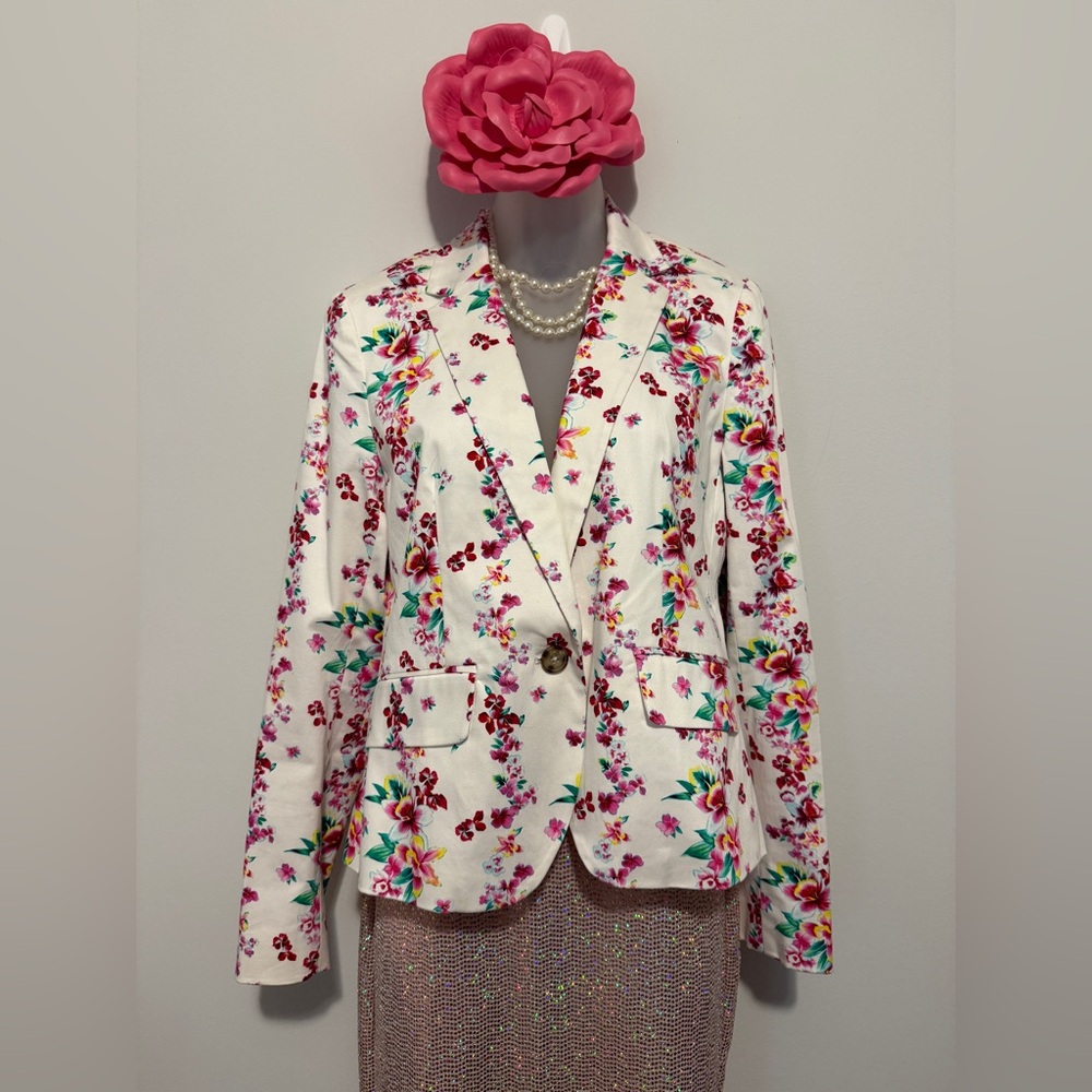💗Lovely Tommy Hilfiger Women's Floral 🌸Blazer jacket - Off white and pink 🌸